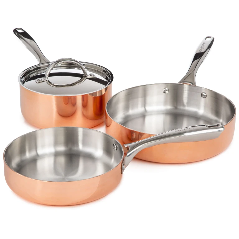 Vintage 4pc Tri-Ply Copper Cookware Set with Lids, Polished