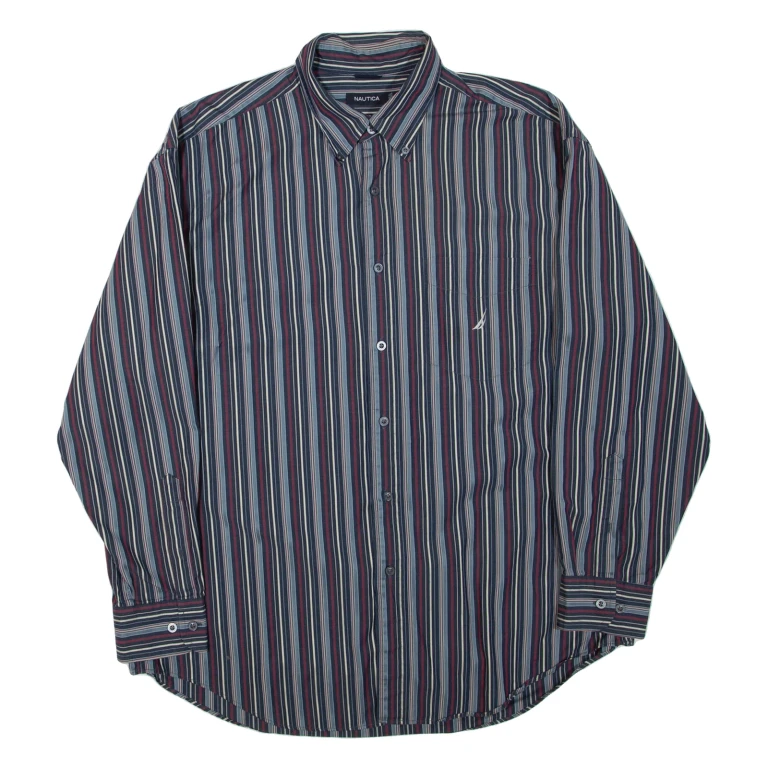 NAUTICA Mens Shirt Blue Striped Long Sleeve XL