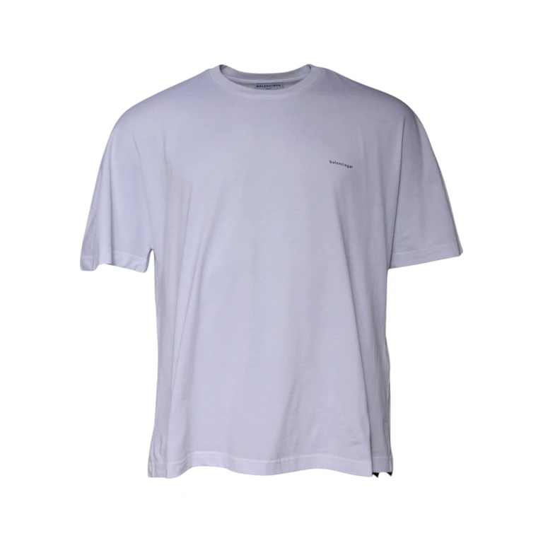 Balenciaga White Logo Cotton Crew Neck Short Sleeves T-Shirt - Men