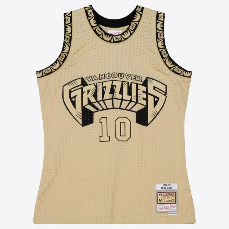 Men's Khaki Black Swingman Jersey Grizzlies 1998 Mike Bibby Jerseys