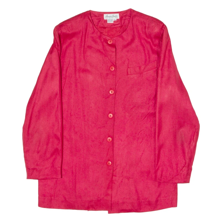 ANNEES LAUDER Womens Blazer Jacket Red Silk 80s XL