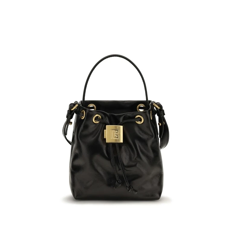 Balmain Black Calf Leather Bos Taurus Backet Bag - Women