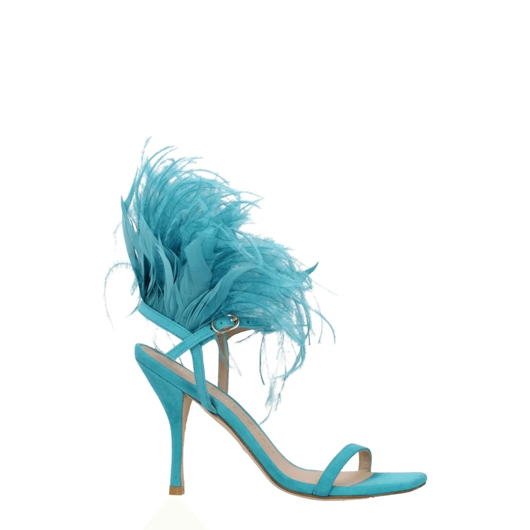 Green Leather Stiletto Heel Sandals - Women