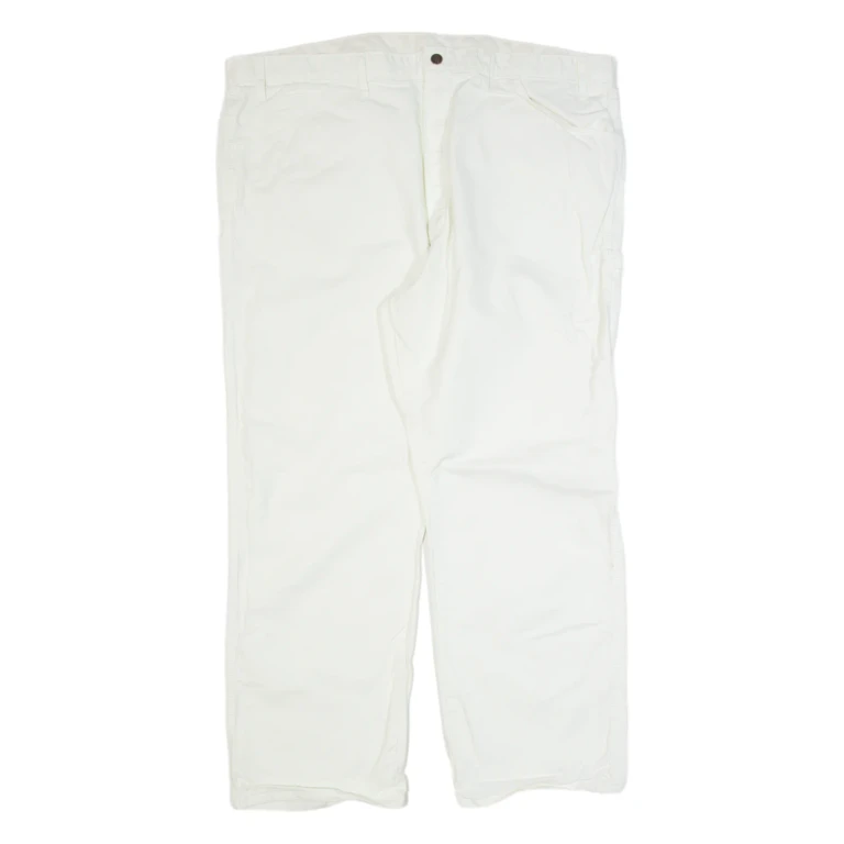 DICKIES Carpenter Workwear Mens Trousers White Regular Straight W46 L30