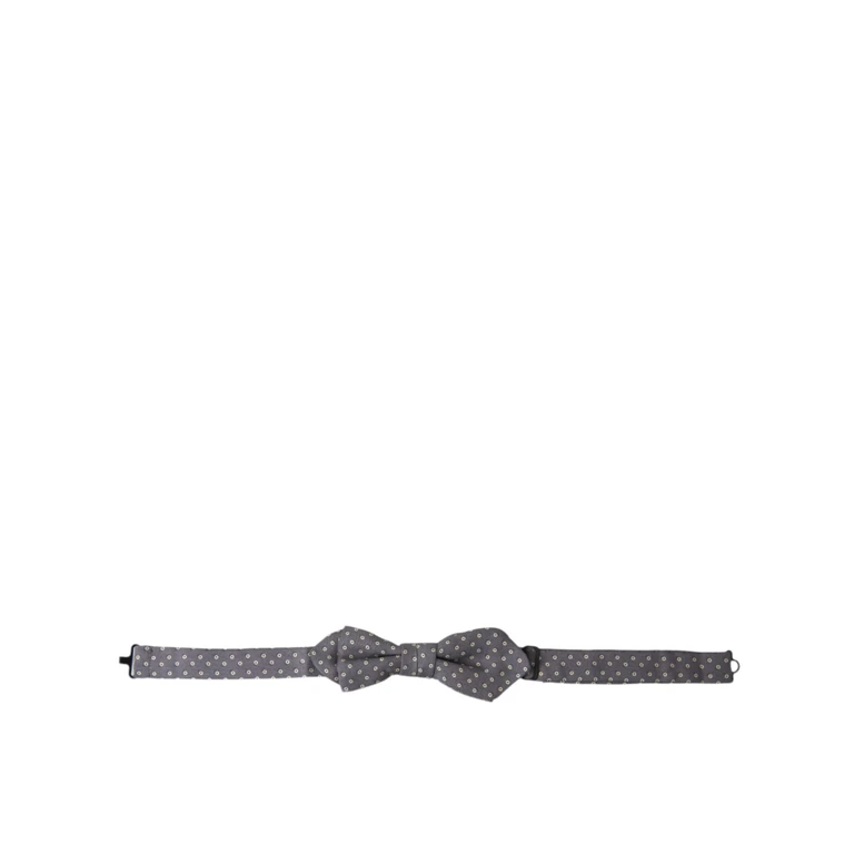 Gray Polka Dots Silk Adjustable Neck Papillon Bow Tie - Men