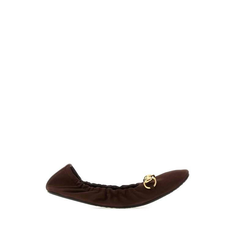 Gucci Dark Brown Suede Prima Ballerinas Darkbrown Calf Skin Ballerine - Women