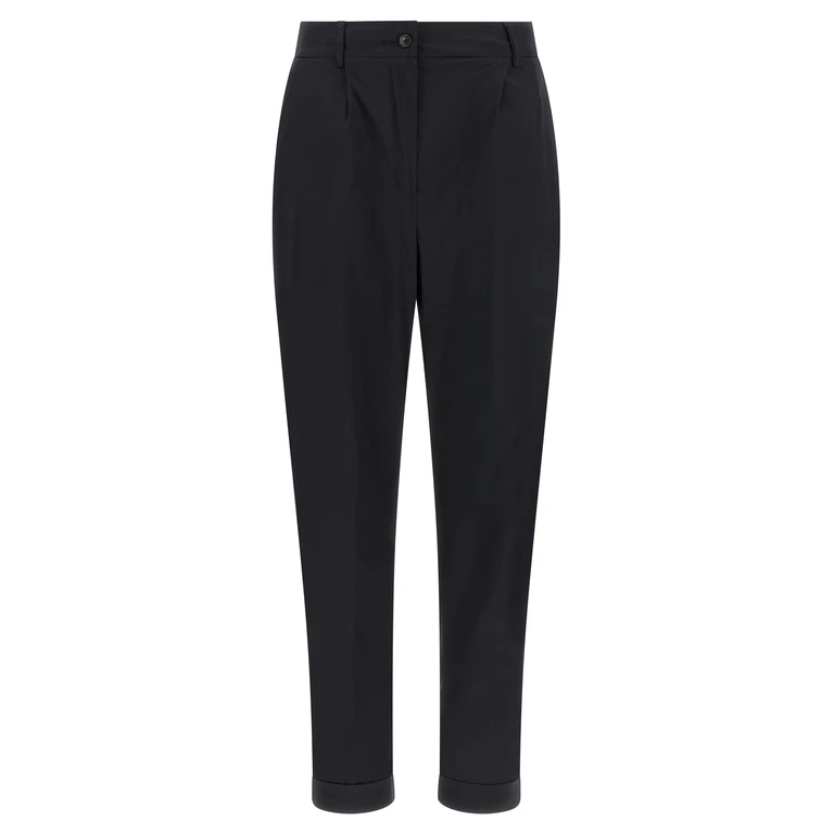 Black Cotton Casual Pants - Women