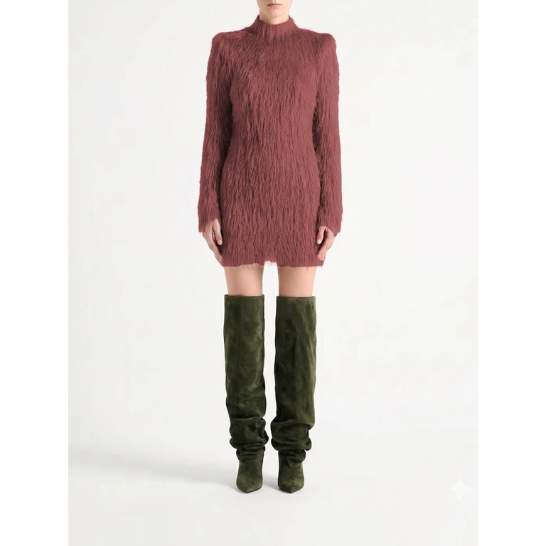 Sequined and Fringed Mock-Neck Mini Sheath Dress (HF1R8975XM060EZ)