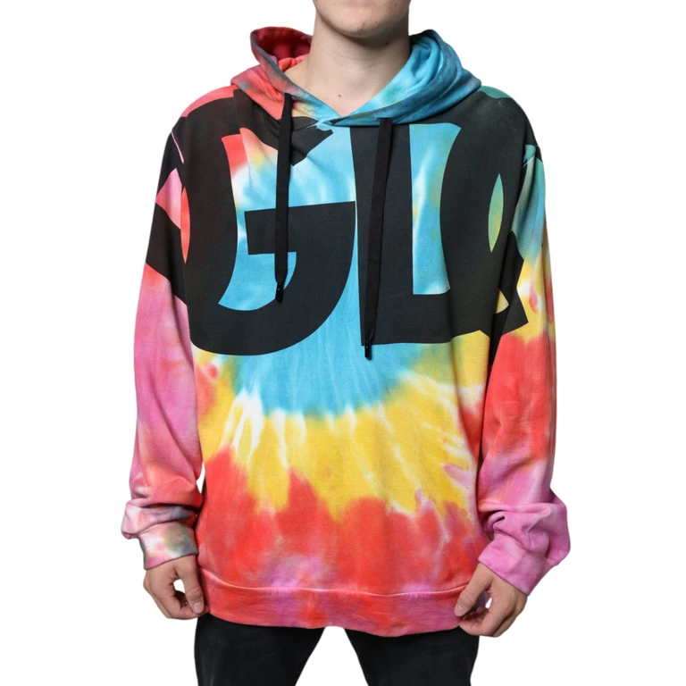 Dolce & Gabbana Multicolor Tie Dye Hooded Sweatshirt Sweater Cotton Clothing - Men