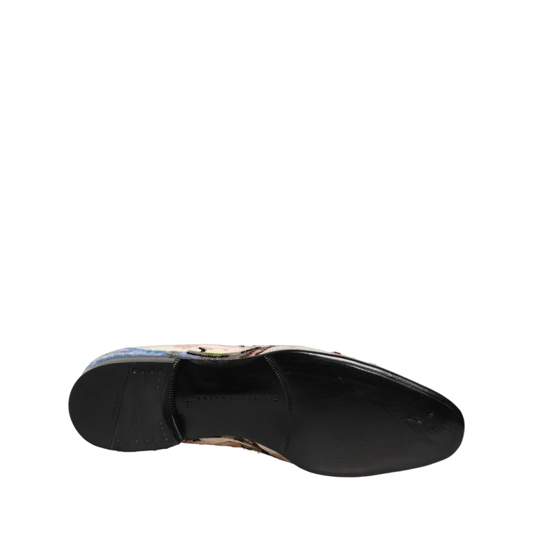 Multicolor Sequin Embroidered Loafers Shoes Leather - Men