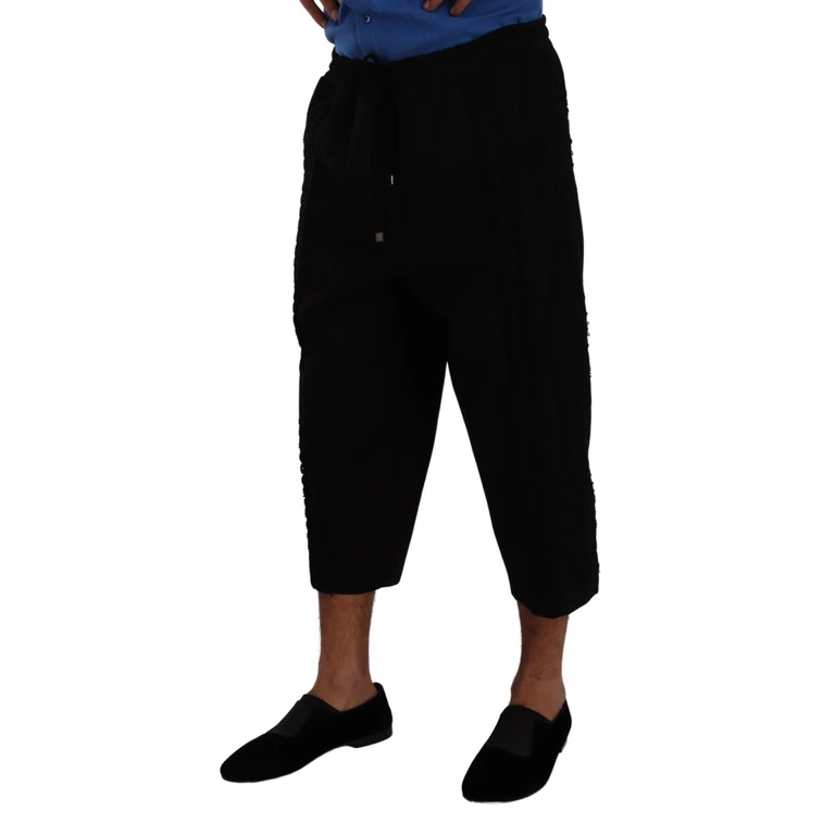 Dolce & Gabbana Black Cotton Torero Sweatpants Shorts Pants Nylon - Men