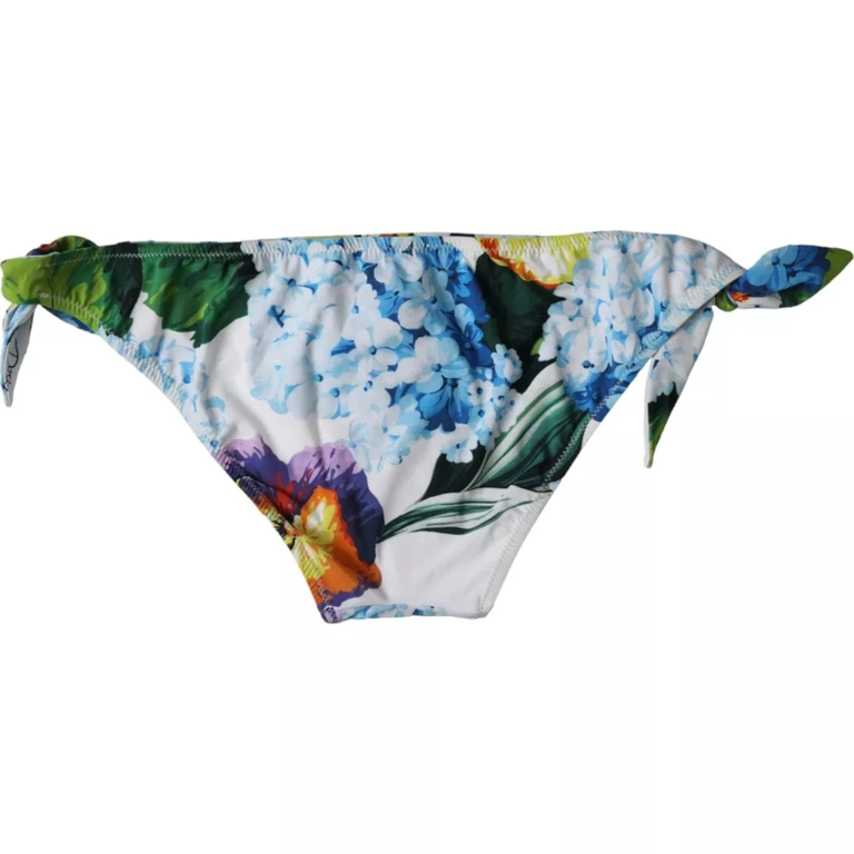 Dolce & Gabbana White Floral Print Swimsuit Bikini Bottom Swimwear Nylon Elastane Clothing - Women