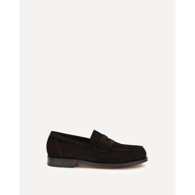 SANTONI Suede Loafer Male 11