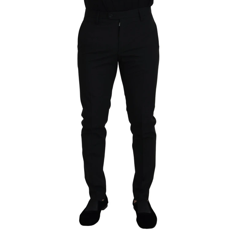 Dolce & Gabbana Black Polyester Chino Formal Pants Wool Elastane - Men