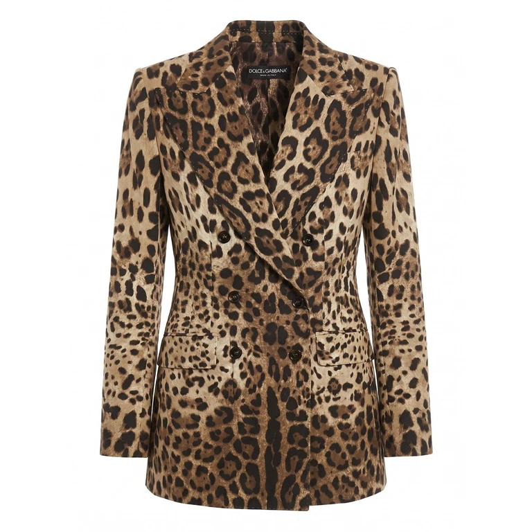 Leopard-Print Double-Breasted Blazer
