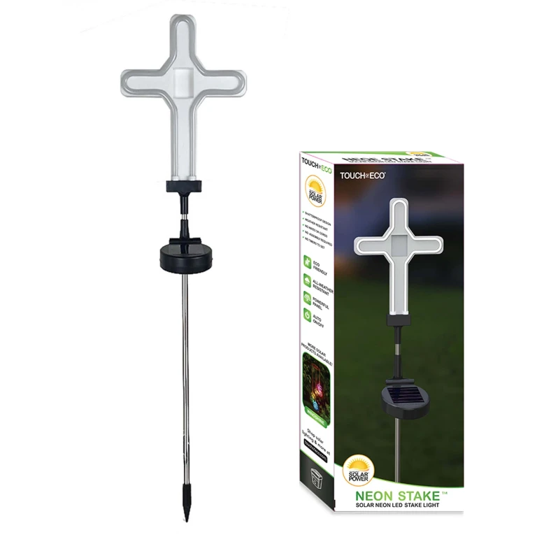 Solar Powered LED Cross Silhouette Outdoor Garden Décor Stake Light