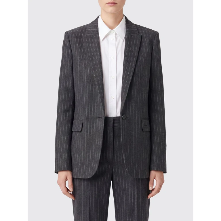 Pinstriped Single-Breasted Blazer with Peak Lapels (WWBL01980023)