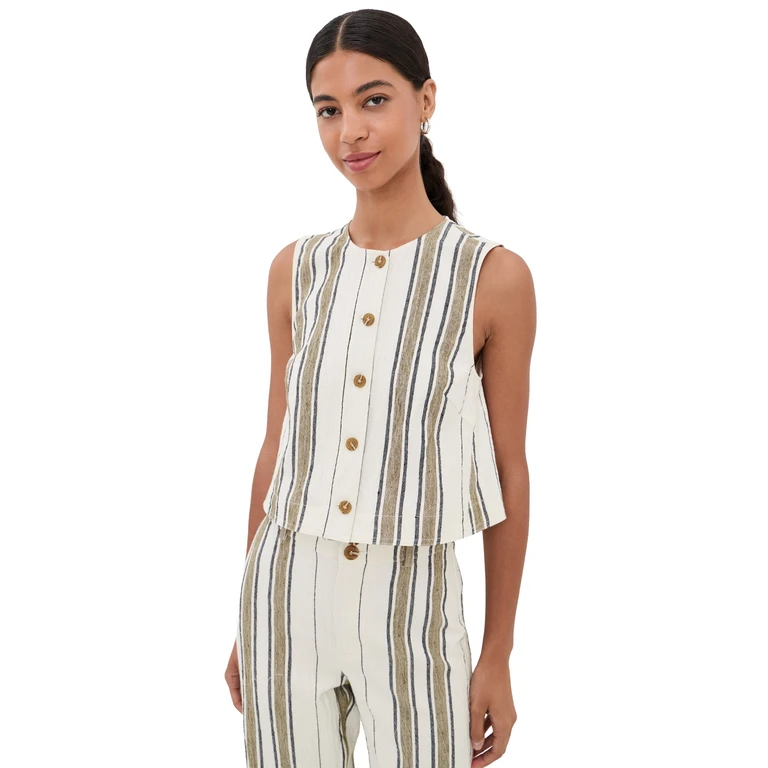 Apiece Apart Stripe Godet Tank Affogato Stripe 2
