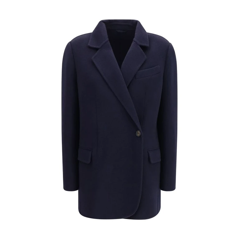 Brunello Cucinelli Blue Wool Oves Aries Full-Length Jacket Clothing - Women