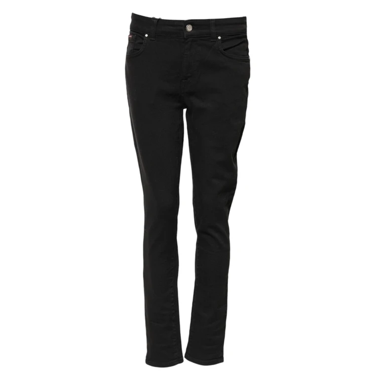 Black Cotton Skinny Mid Waist Denim Jeans Elastane Clothing - Women
