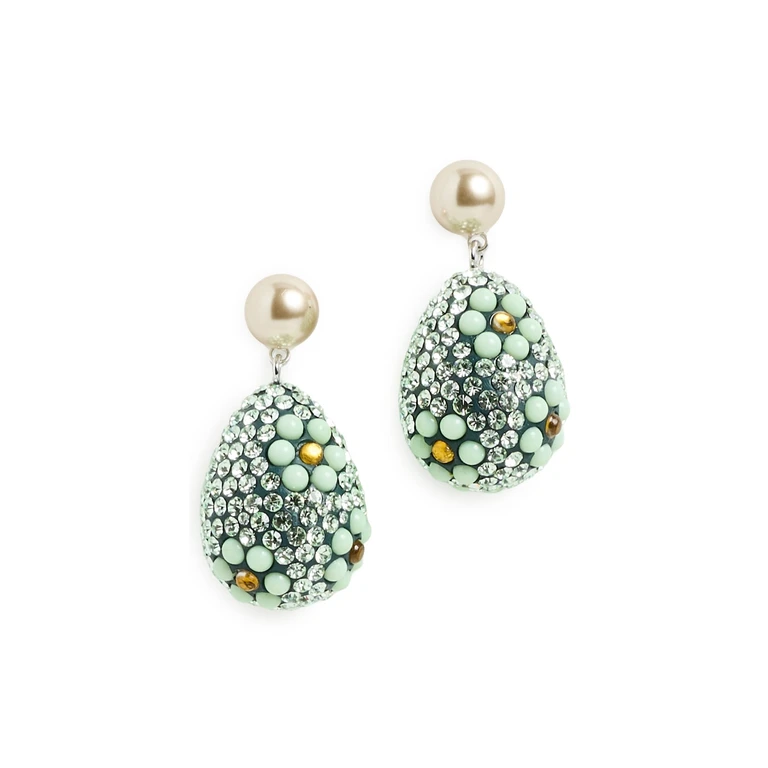 Tory Burch Curiosity Crystal Pearl Drop Earrings Tory Gold/Light Brown One Size