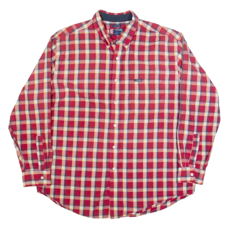 CHAPS RALPH LAUREN Mens Shirt Red Check Long Sleeve XL