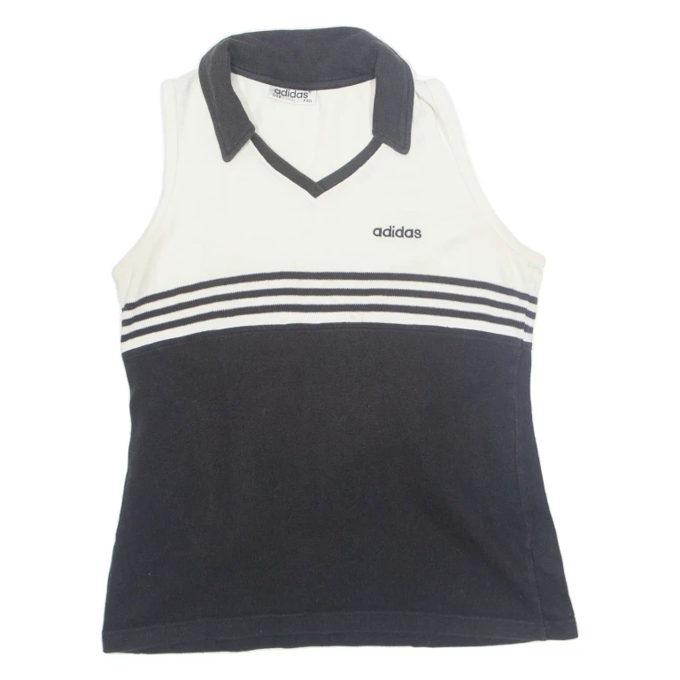 ADIDAS F40 Womens Vest Cream Sleeveless 90s Collared M