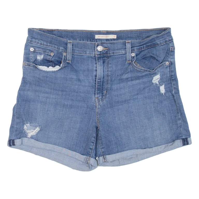 LEVI'S Mid Length Womens Denim Shorts Blue W32