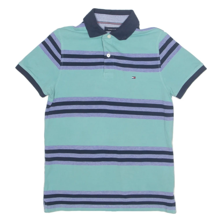 TOMMY HILFIGER Mens Polo Shirt Blue Striped S