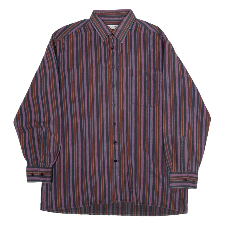 COLDOR Mens Shirt Purple Striped Long Sleeve XL