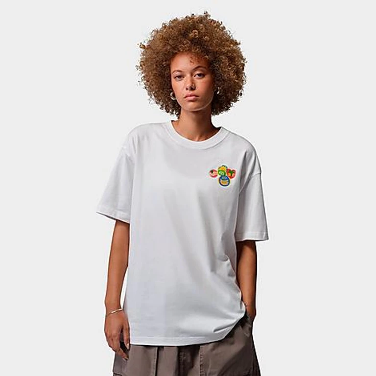 Nike Women's Jordan Brooklyn Fruit Oversized Graphic T-Shirt in White/Black Size: XS