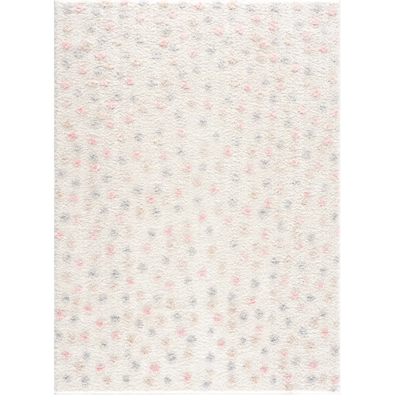 Cansu Pink & Cream Dotted Area Rug