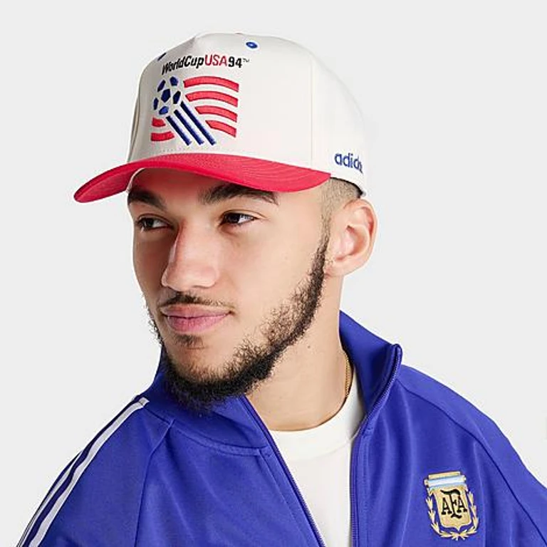 adidas FIFA World Cup USA 94 Snapback Hat in Cloud White/Pure Ruby