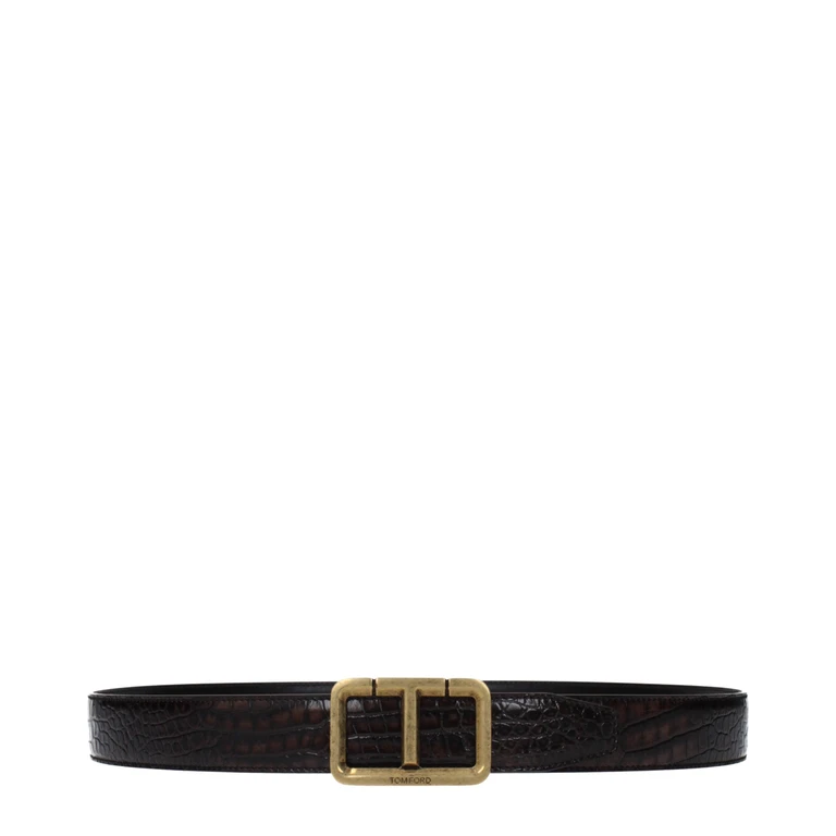 Tom Ford Brown Leather Regular Belt - Men