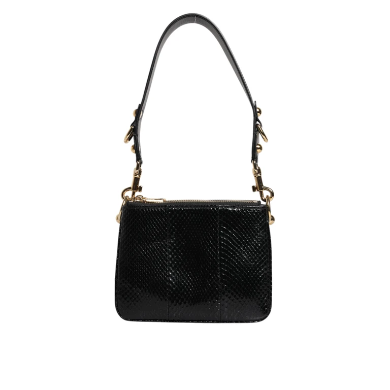 Dolce & Gabbana Black Exotic Leather Shoulder Sling Clutch Bag - Women
