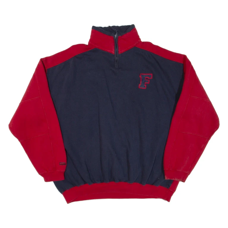FUBU Mens Sweatshirt Blue 1/4 Zip 2XL