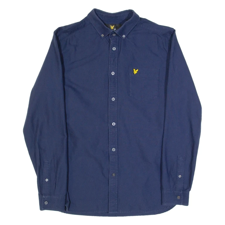 LYLE & SCOTT Mens Plain Shirt Blue Long Sleeve M