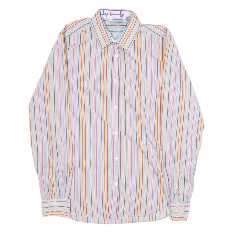 TED BAKER Mens Shirt Pink Striped Long Sleeve M