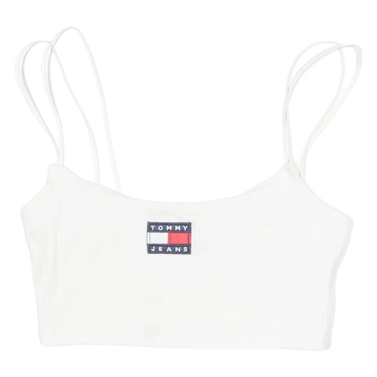 TOMMY HILFIGER Womens Cropped Vest White Sleeveless S