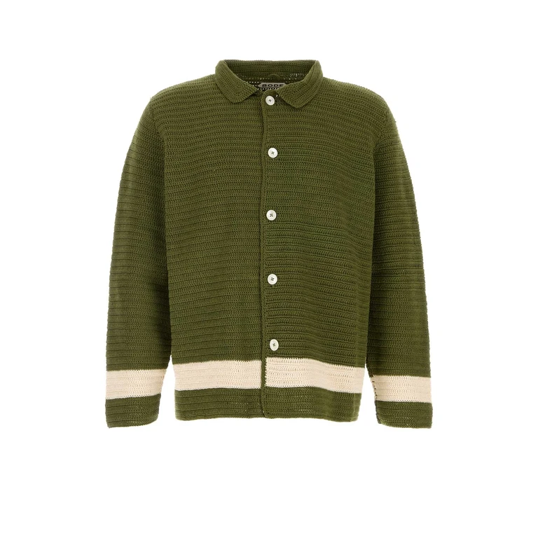 Bode Green Crochet Marsh Shirt Greencream Exterior: Cotton Camicie - Men