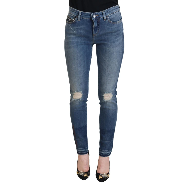 Dolce & Gabbana Blue Washed Cotton Tattered Denim Jeans Elastane Clothing - Women