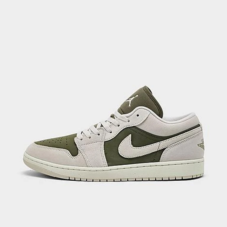 Jordan Men's Air Retro 1 Low SE Casual Shoes in Medium Olive/Sail/Light Orewood Brown Size: 7.0