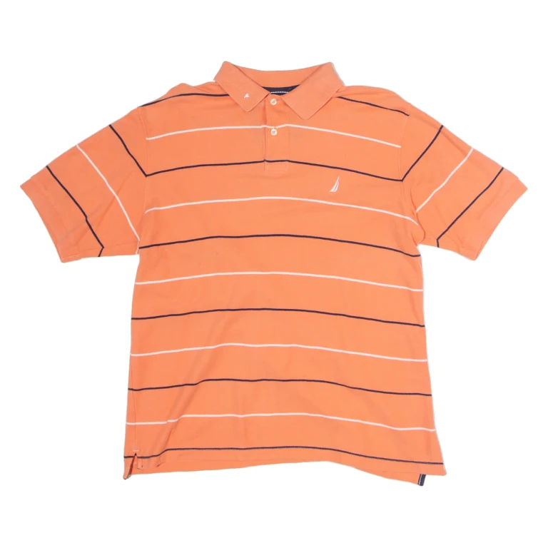 NAUTICA Mens Polo Shirt Pink Striped M