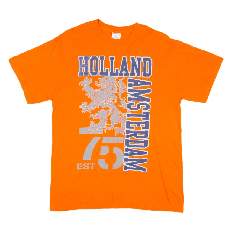 GILDAN Holland Amsterdam Mens T-Shirt Orange M