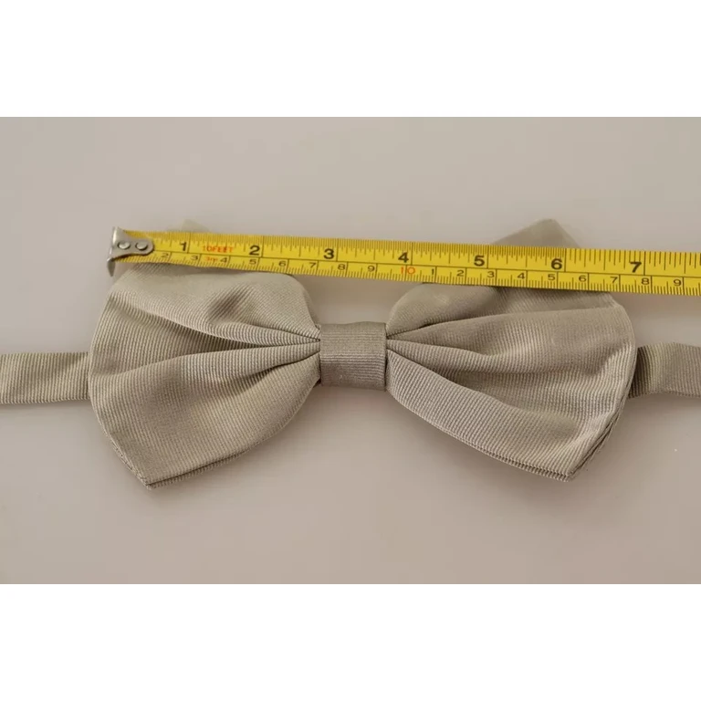 Dolce & Gabbana Silver Gray Silk Adjustable Neck Bow Tie - Men