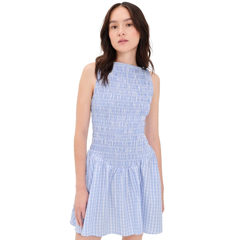 FAITHFULL Martina Mini Dress Paloma Check/Light Blue White 4