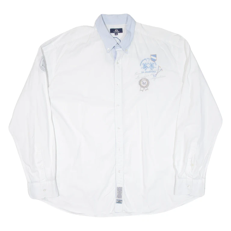 LA MARTINA Mens Plain Shirt White Long Sleeve 4XL