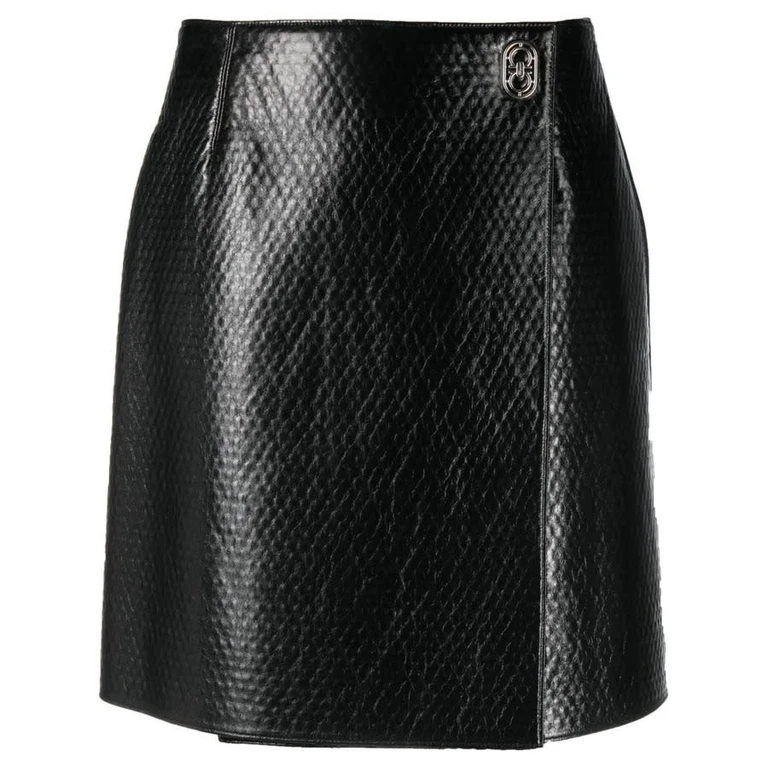 Embossed Wrap Leather Skirt