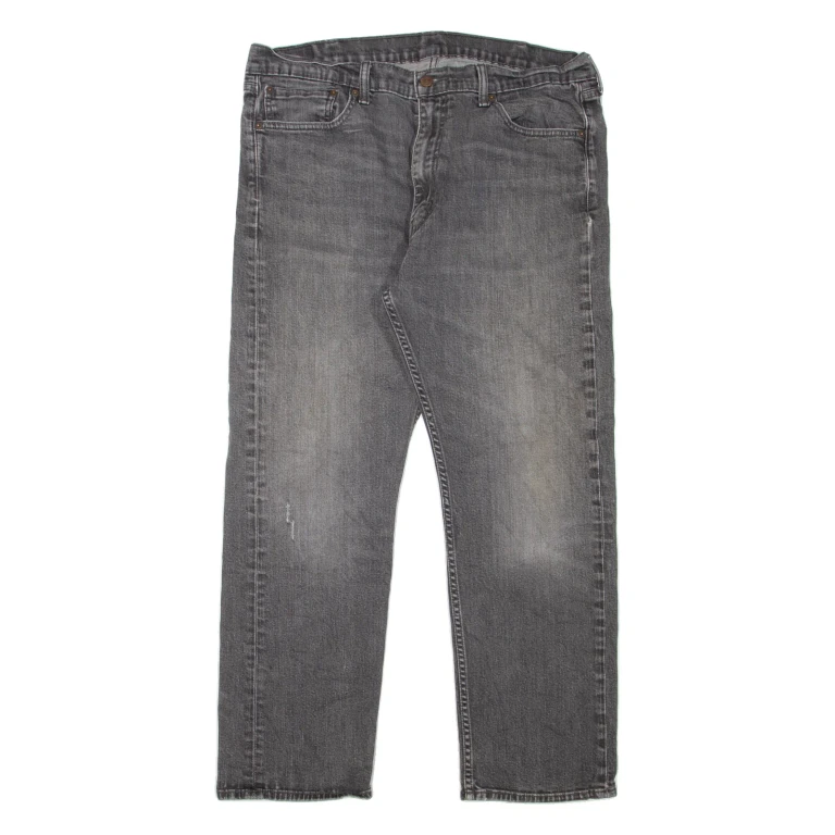 LEVI'S 505 Jeans Mens Grey Regular Straight Stone Wash W37 L30