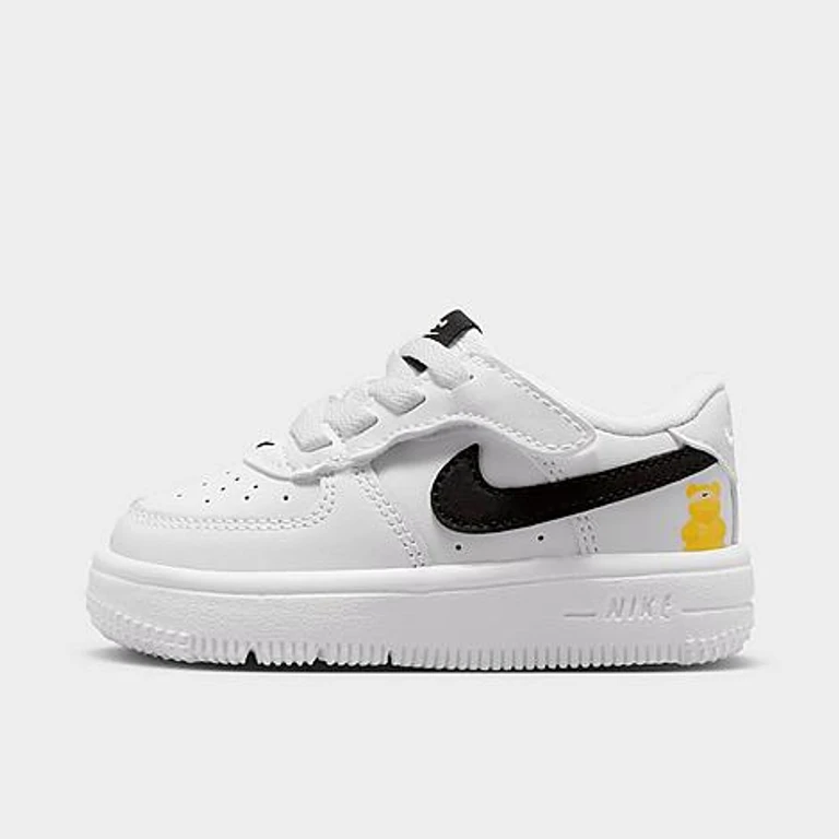 Nike Kids Toddler Force 1 Low EasyOn Casual Shoes in White/Black Size: 2.0